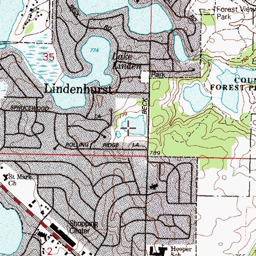 Topographic Map of Village of Lindenhurst, IL