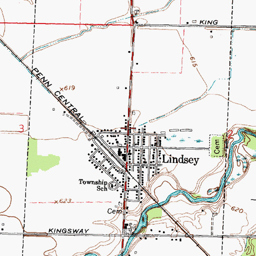 Topographic Map of Village of Lindsey, OH