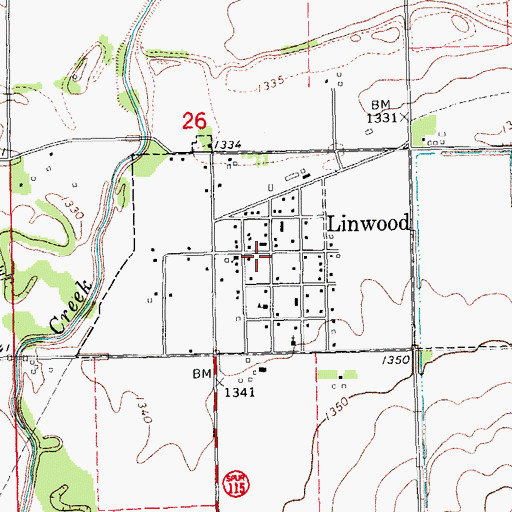 Topographic Map of Village of Linwood, NE