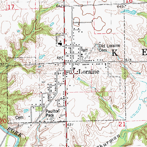Topographic Map of Village of Loraine, IL