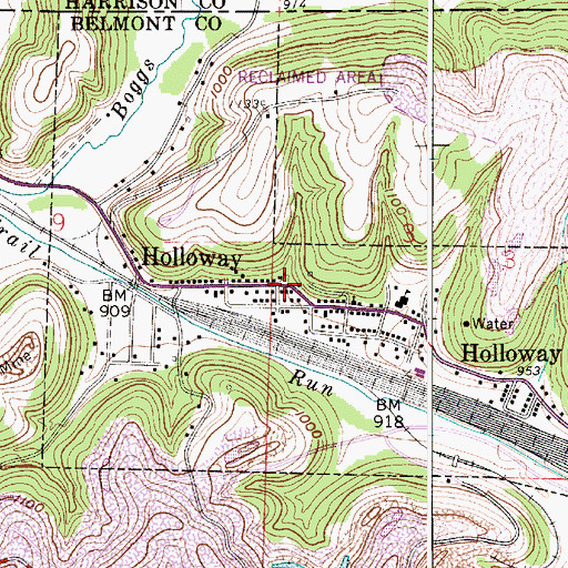 Topographic Map of Village of Holloway, OH