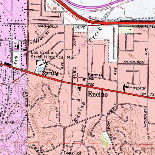 Topographic Map of Burmar School, CA
