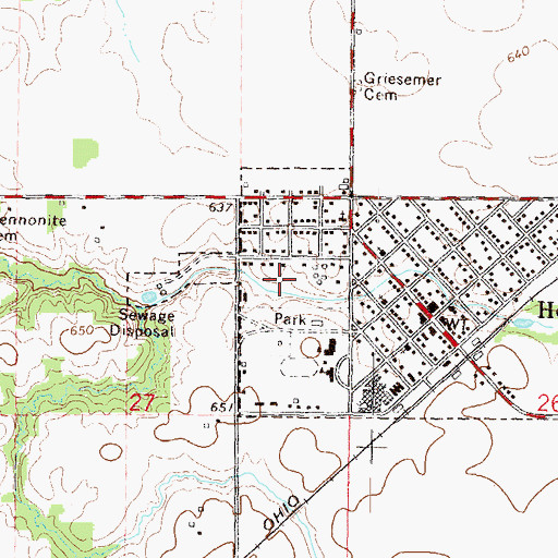 Topographic Map of Village of Hopedale, IL
