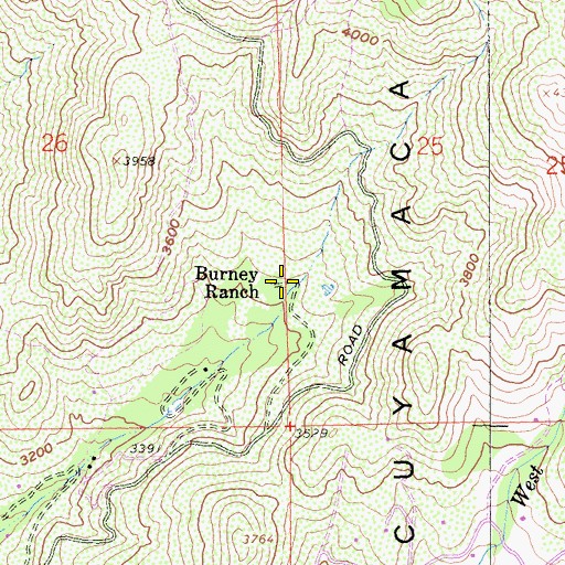Topographic Map of Burney Ranch, CA