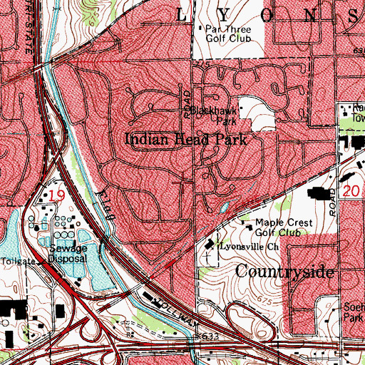 Topographic Map of Village of Indian Head Park, IL