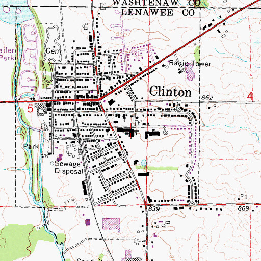 Topographic Map of Village of Clinton, MI