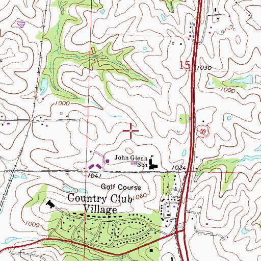 Topographic Map of Village of Country Club, MO