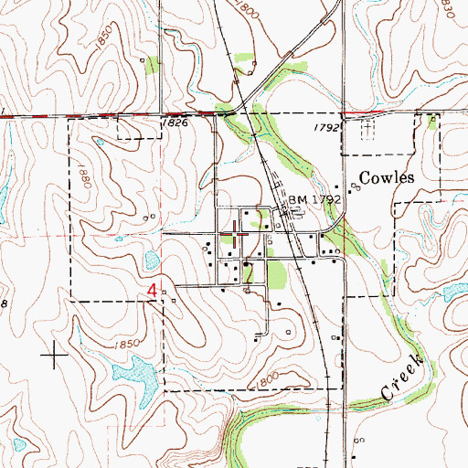 Topographic Map of Village of Cowles, NE