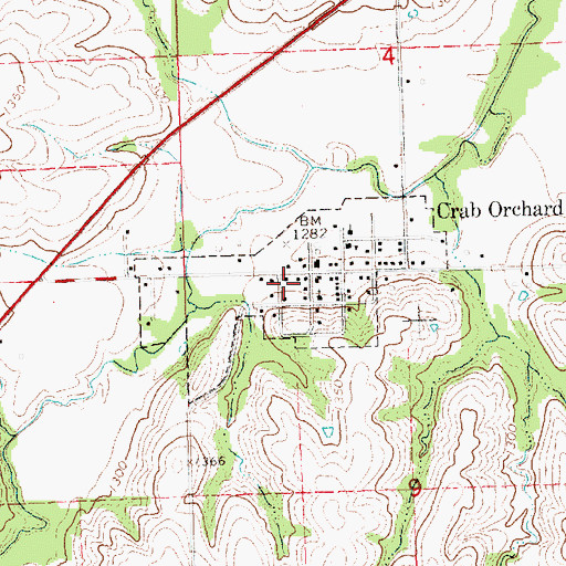 Topographic Map of Village of Crab Orchard, NE