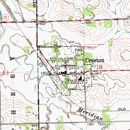 Topographic Map of Village of Creston, NE
