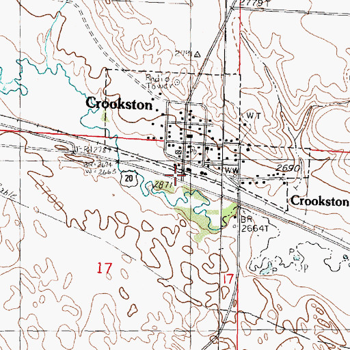 Topographic Map of Village of Crookston, NE
