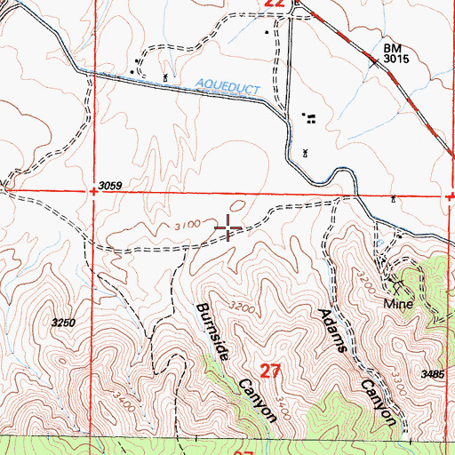 Topographic Map of Burnside Canyon, CA