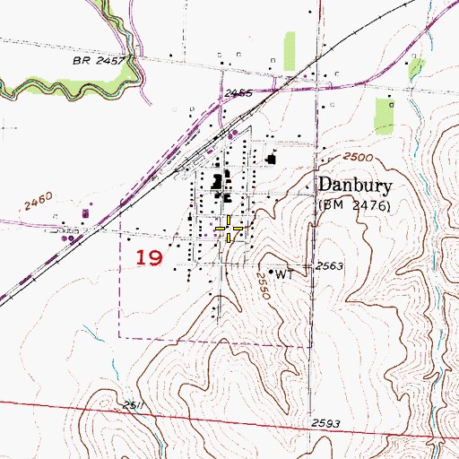 Topographic Map of Village of Danbury, NE