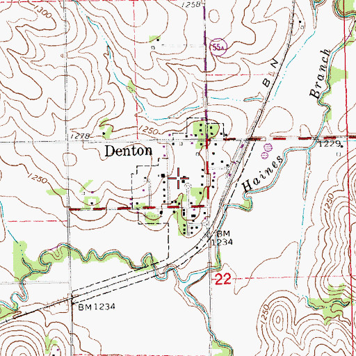 Topographic Map of Village of Denton, NE