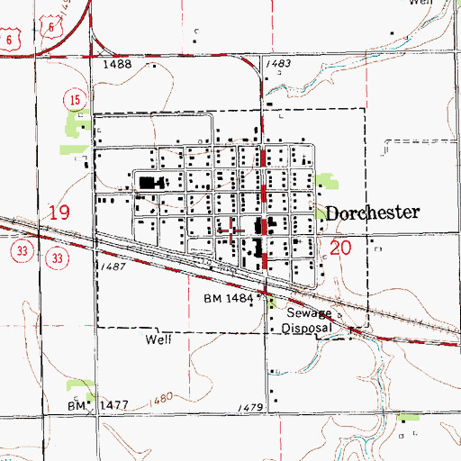 Topographic Map of Village of Dorchester, NE