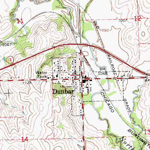 Topographic Map of Village of Dunbar, NE