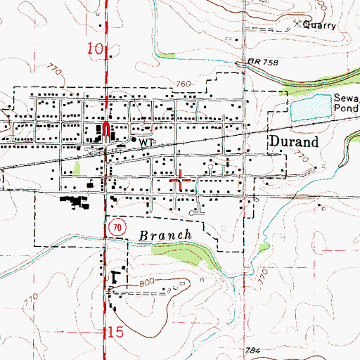 Topographic Map of Village of Durand, IL