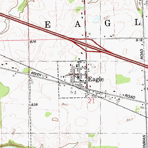 Topographic Map of Village of Eagle, MI