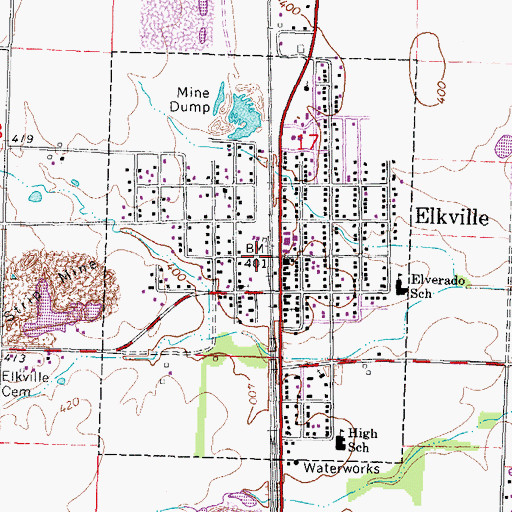 Topographic Map of Village of Elkville, IL