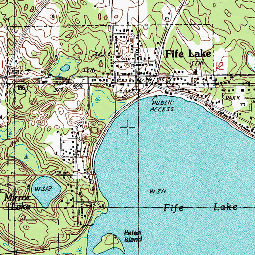 Topographic Map of Village of Fife Lake, MI