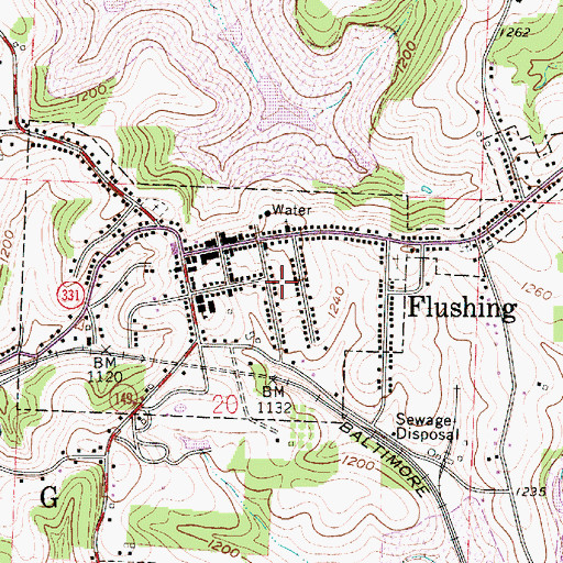 Topographic Map of Village of Flushing, OH