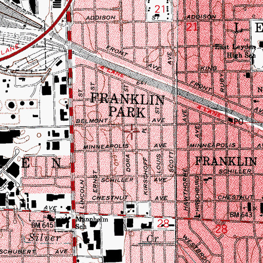 Topographic Map of Village of Franklin Park, IL