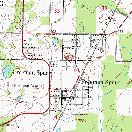 Topographic Map of Village of Freeman Spur, IL