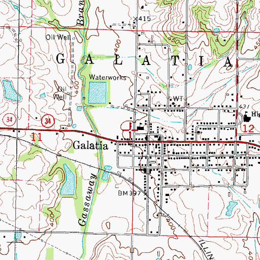 Topographic Map of Village of Galatia, IL