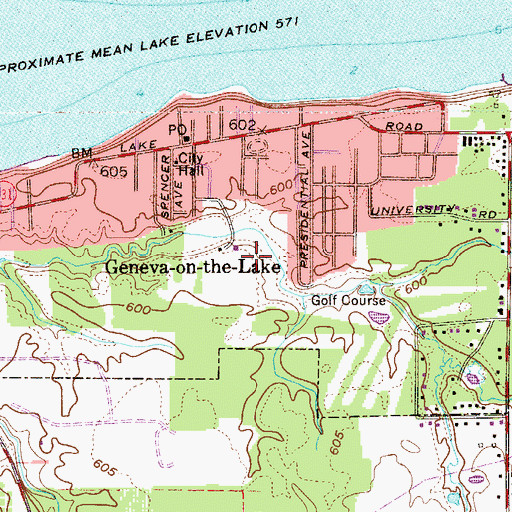 Topographic Map of Village of Geneva-on-the-Lake, OH