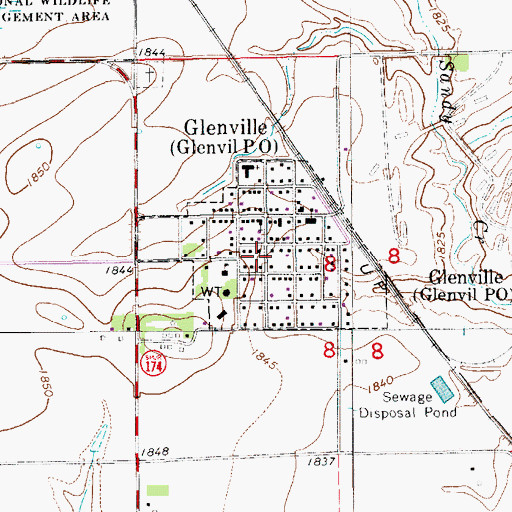Topographic Map of Village of Glenvil, NE