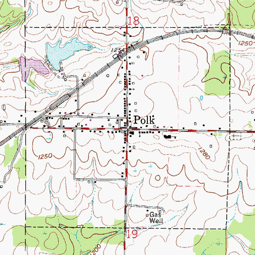 Topographic Map of Village of Polk, OH