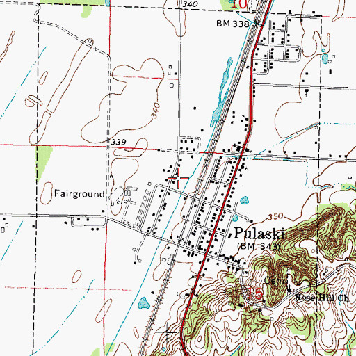Topographic Map of Village of Pulaski, IL