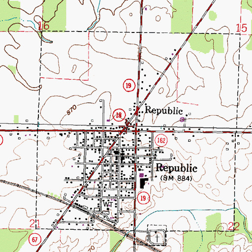 Topographic Map of Village of Republic, OH
