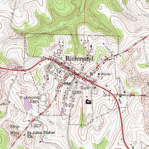 Topographic Map of Village of Richmond, OH