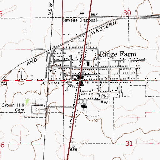 Topographic Map of Village of Ridge Farm, IL