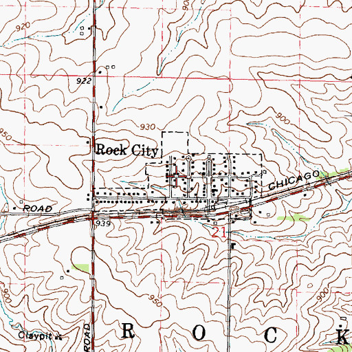 Topographic Map of Village of Rock City, IL