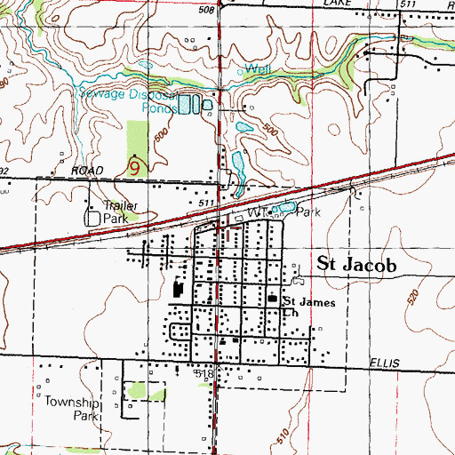 Topographic Map of Village of Saint Jacob, IL