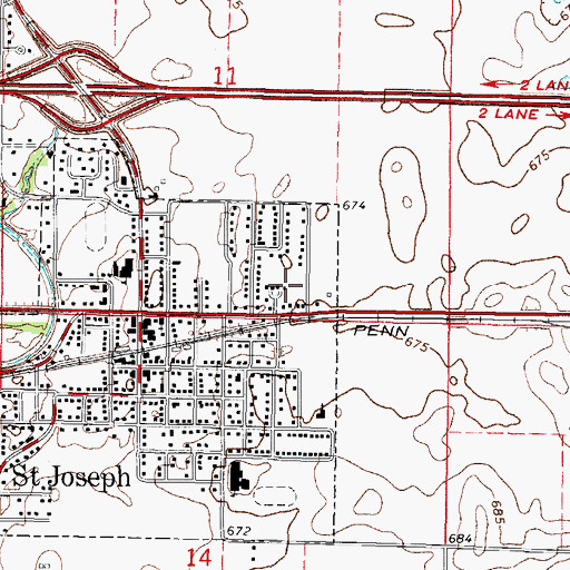 Topographic Map of Village of Saint Joseph, IL