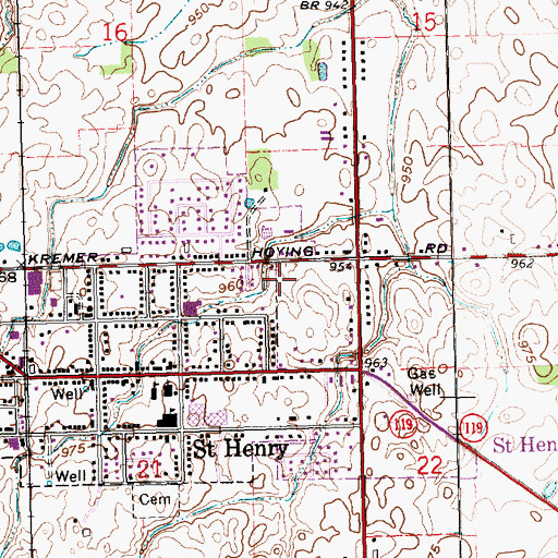 Topographic Map of Village of Saint Henry, OH
