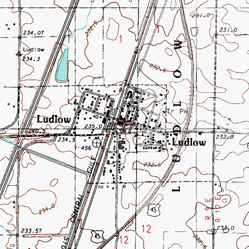 Topographic Map of Village of Ludlow, IL