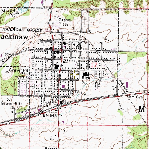 Topographic Map of Village of Mackinaw, IL
