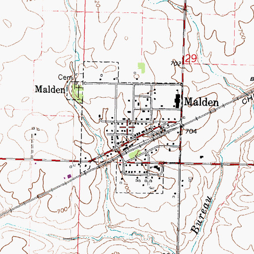 Topographic Map of Village of Malden, IL