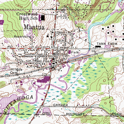 Topographic Map of Village of Mantua, OH