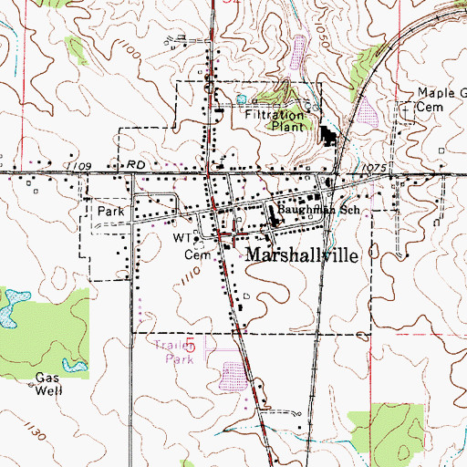 Topographic Map of Village of Marshallville, OH