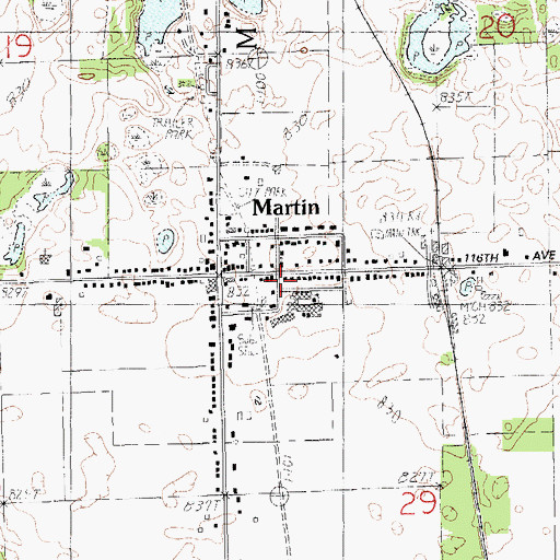 Topographic Map of Village of Martin, MI