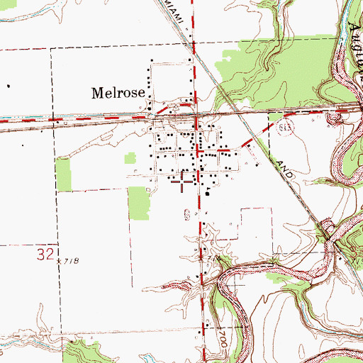 Topographic Map of Village of Melrose, OH