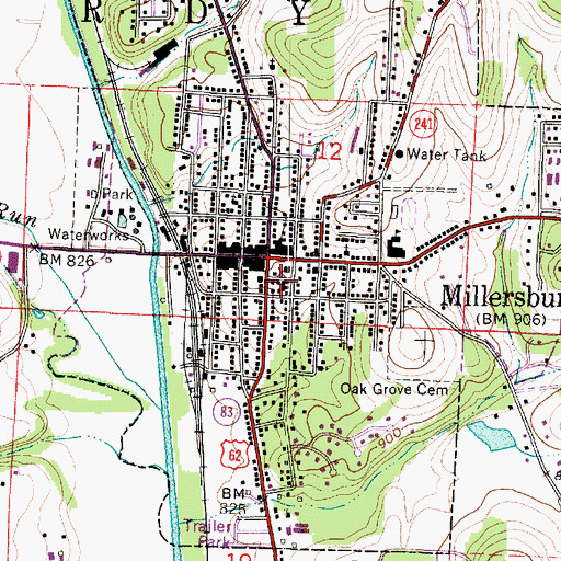 Topographic Map of Village of Millersburg, OH