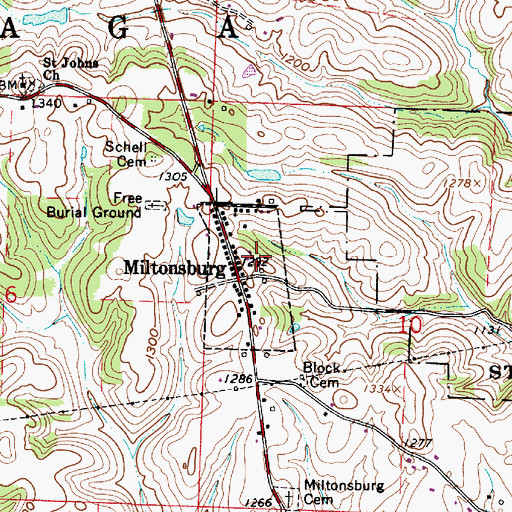Topographic Map of Village of Miltonsburg, OH