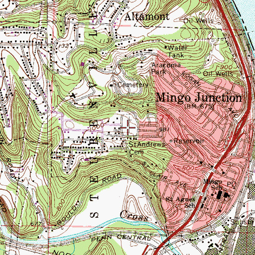 Topographic Map of Village of Mingo Junction, OH