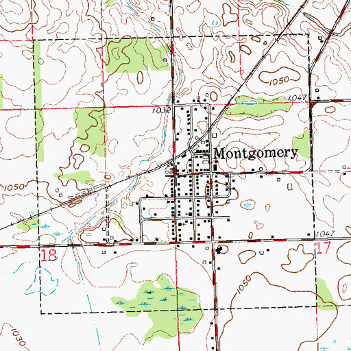 Topographic Map of Village of Montgomery, MI